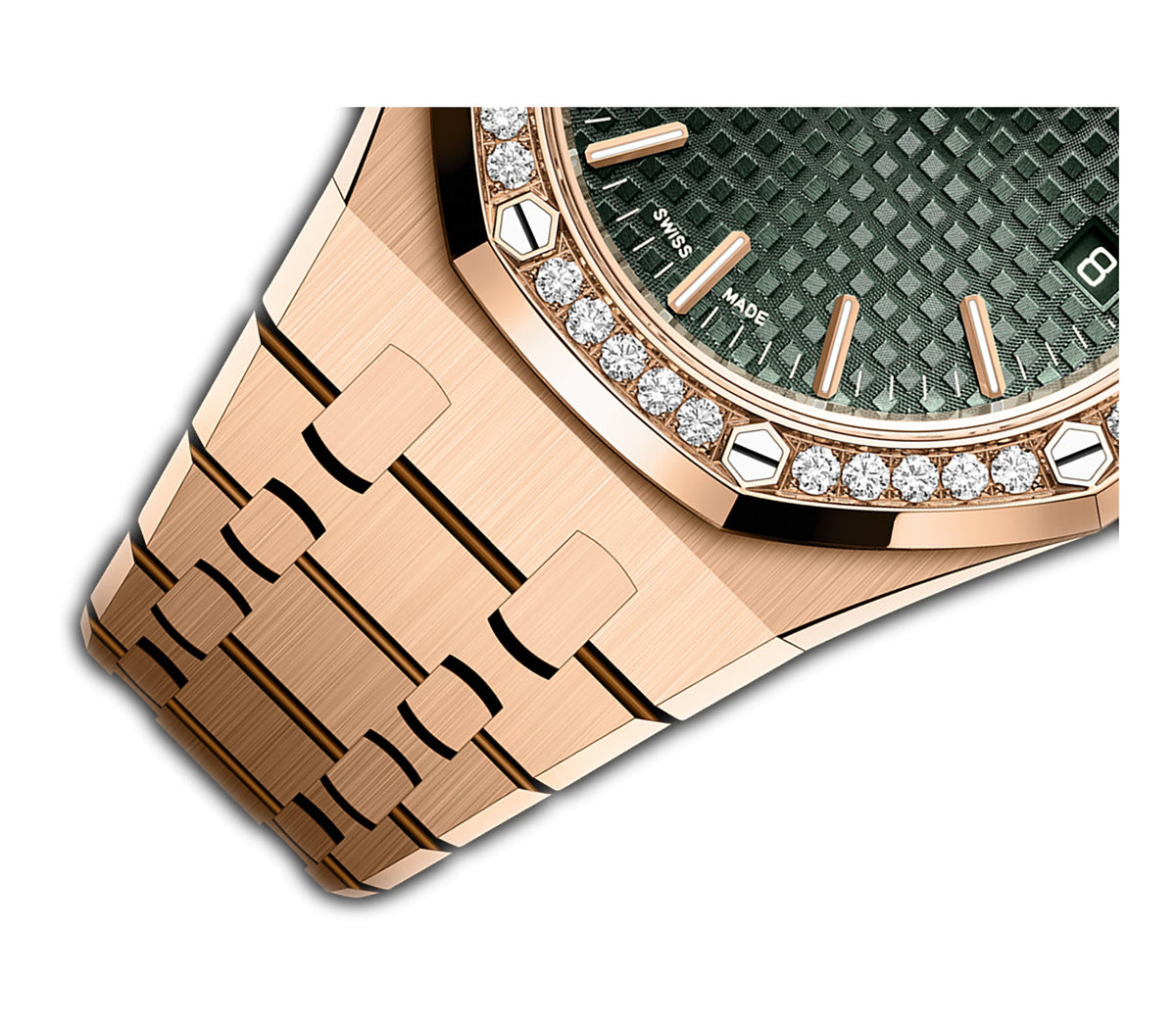 37mm 18k Rose Gold Diamond Bezel Green Dial Automatic