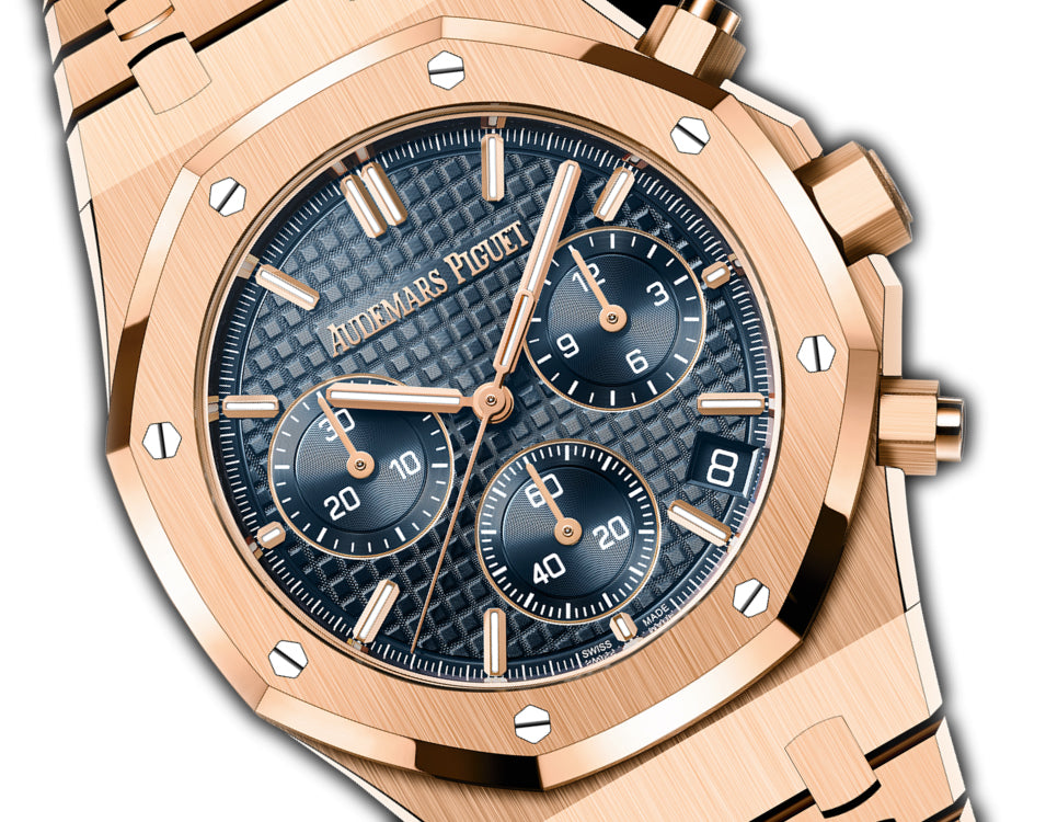 41mm Chronograph 18k Rose Gold Blue Dial On Bracelet