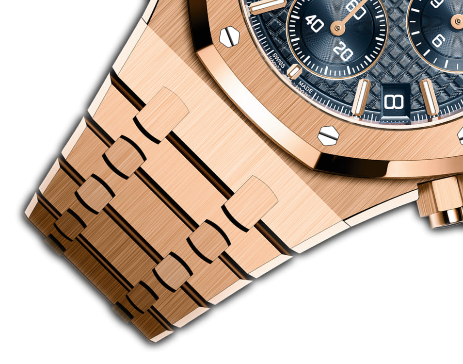41mm Chronograph 18k Rose Gold Blue Dial On Bracelet