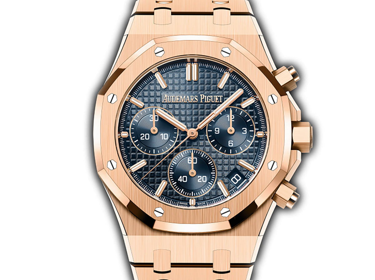 41mm Chronograph 18k Rose Gold Blue Dial On Bracelet